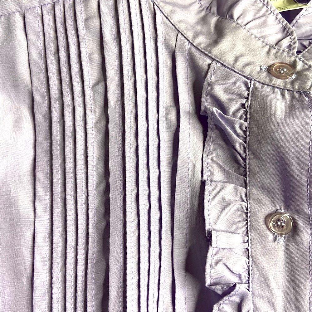 VICKI WAYNE’S PURPLE RUFFLE BLOUSE - Picture 4 of 6